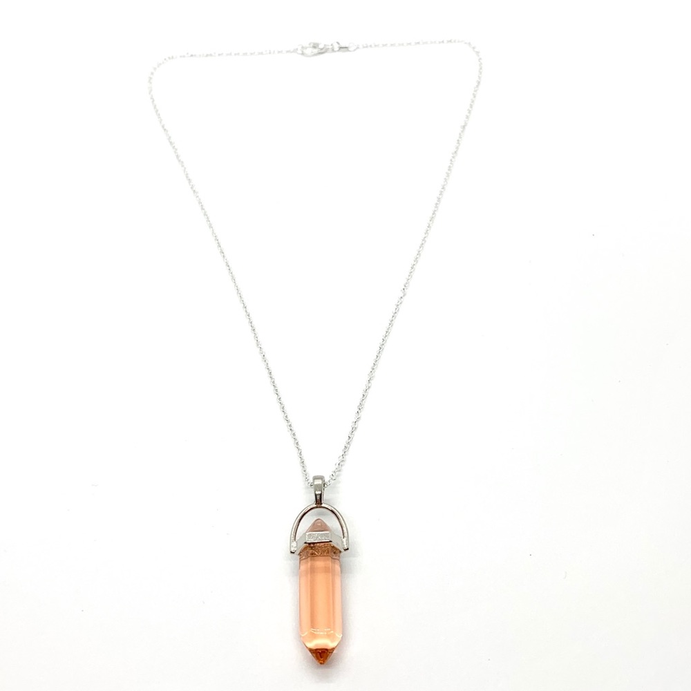 Peach Hexagonal Pendant Necklace